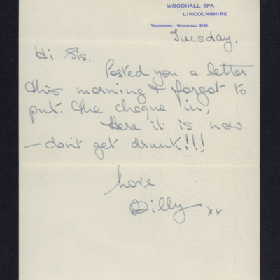 Letter from Bill Lord to his Sister